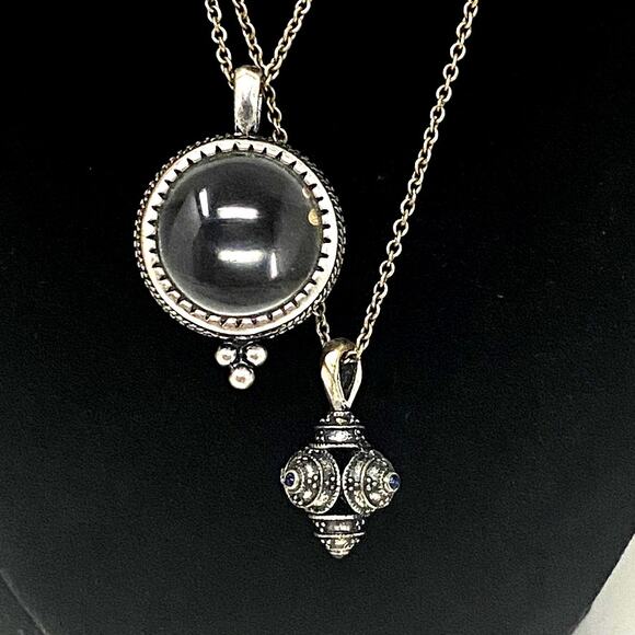 LUCKY BRAND Double Layer Bubble Glass Gothic Nautical Bead Pendant Necklace 16" - Picture 1 of 7